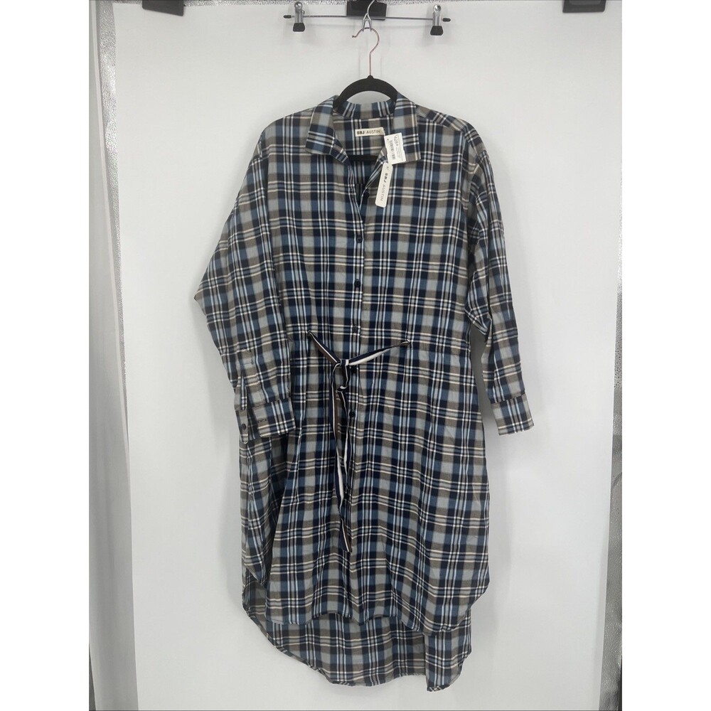 SBJ Austin Amanda Navy Plaid Dress OS